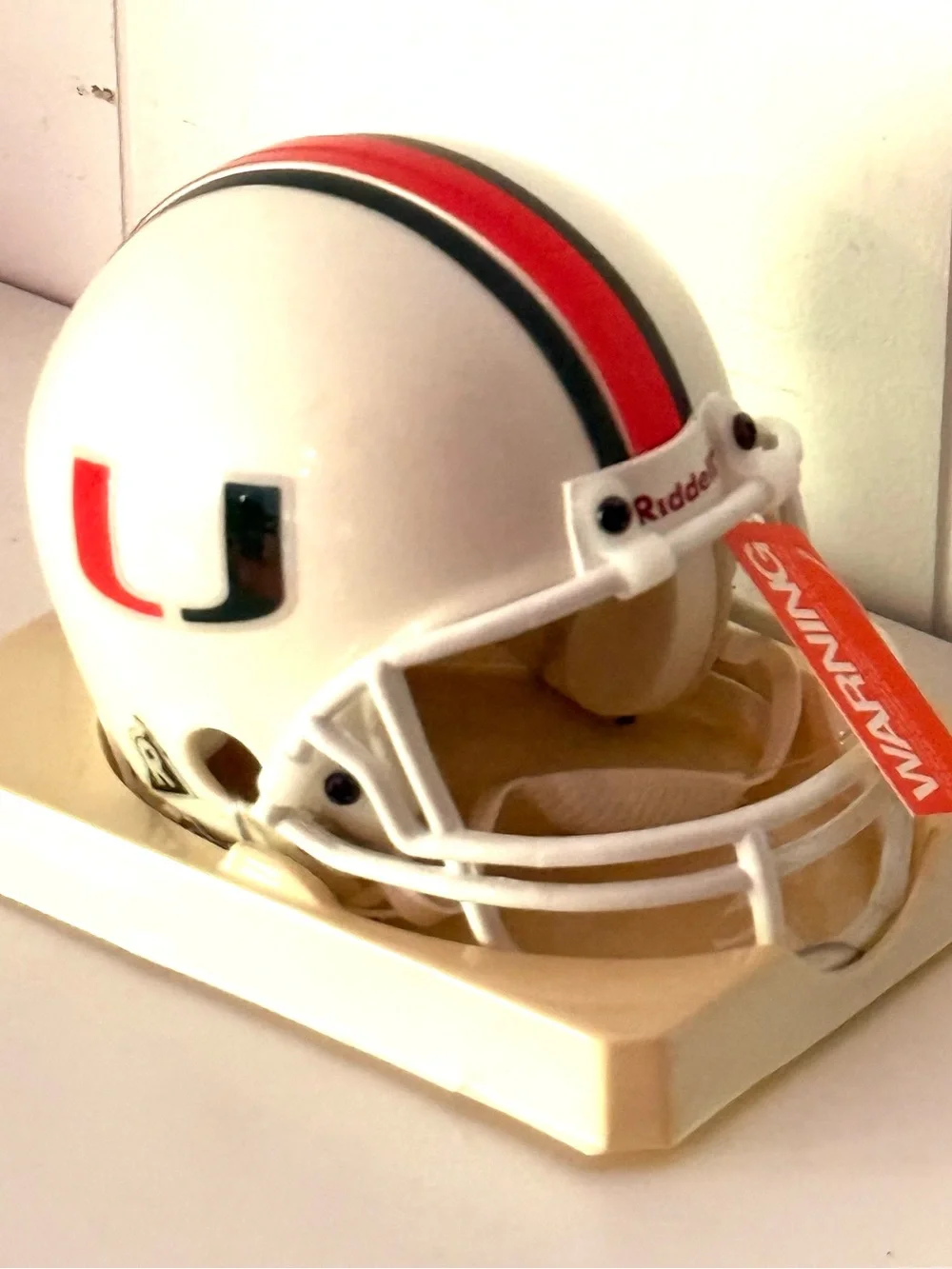White Miami Hurricanes Mini Football Helmet